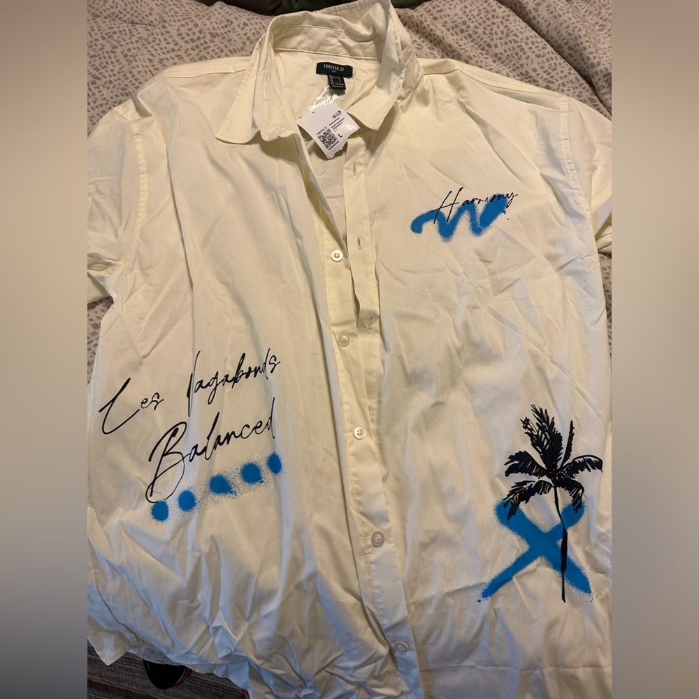 mens forever 21 button down shirt nwt